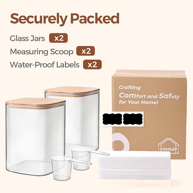 ComSaf 3.6 Qt Glass Food Storage Containers Set of 2, Large Storage Containers - Image 8