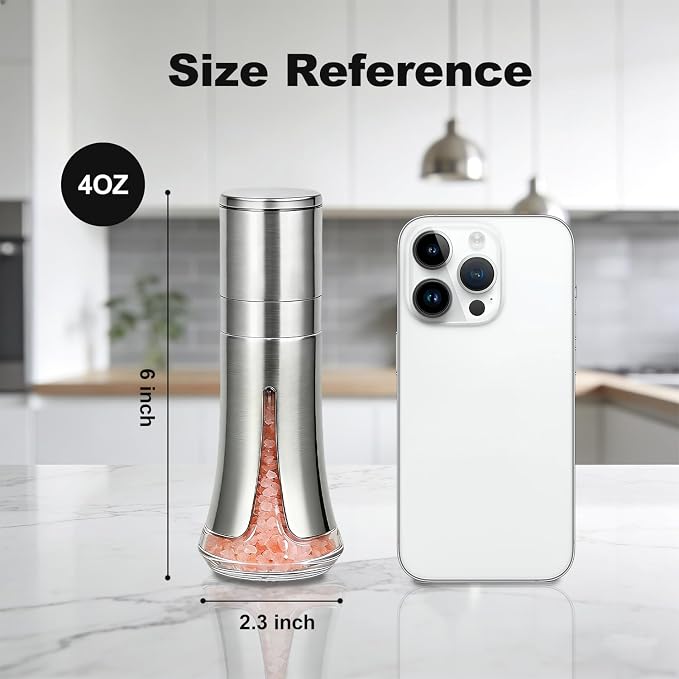 Aelga Salt Grinder with Silicone Funnel - 4oz Glass Manual Mills with - Image 4