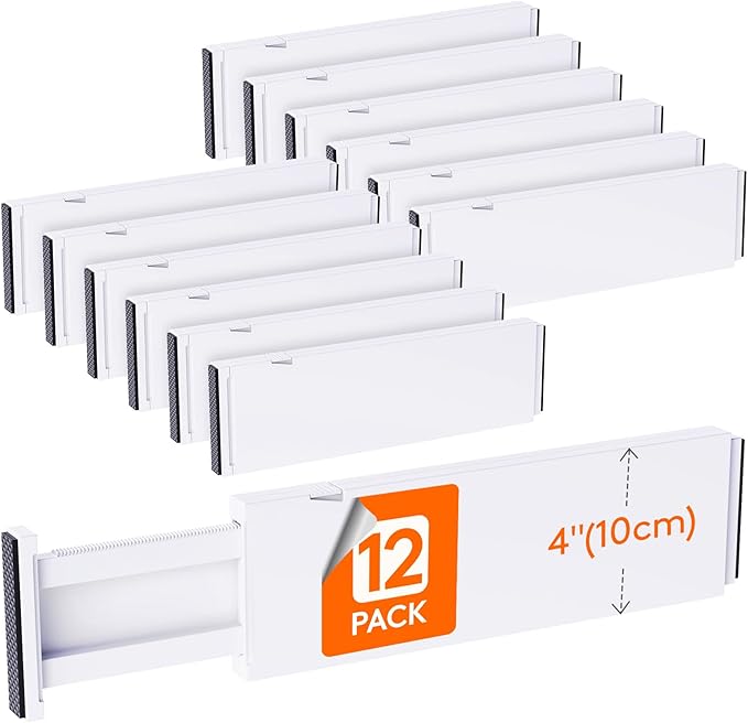 Lifewit 12 Pack 4" High Drawer Dividers 34-56cm/13.5-22" Adjustable Drawer by Lifewit