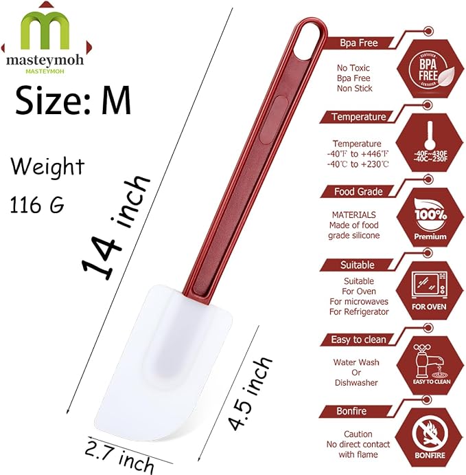 Commercial Grade Silicone Rubber Spatula Set, High Heat Spatula Scrapers 14 - Image 8