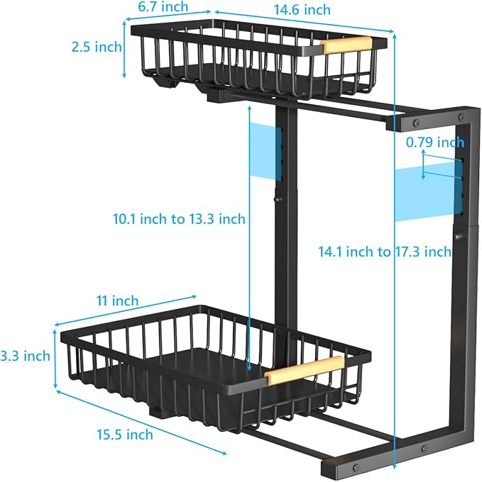 Merrylun Under Sink Organizers, 5 Adjustable Height, Metal Pull Out Under Sink - Image 2
