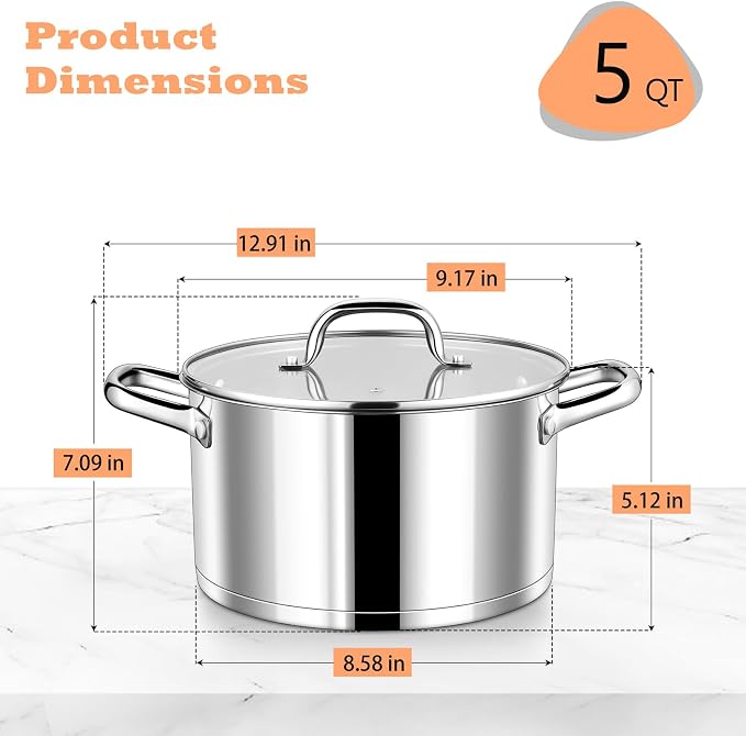 P&P CHEF 5 Quarts Cooking Stock Pot - Image 2