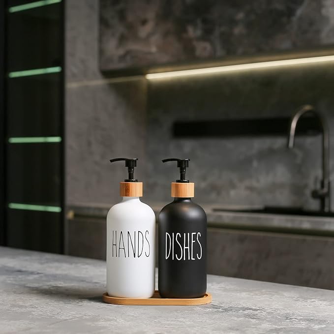 MOMEEMO Soap Dispenser Set, Contains Hand and Dish Soap Dispenser, Suitable - Image 3