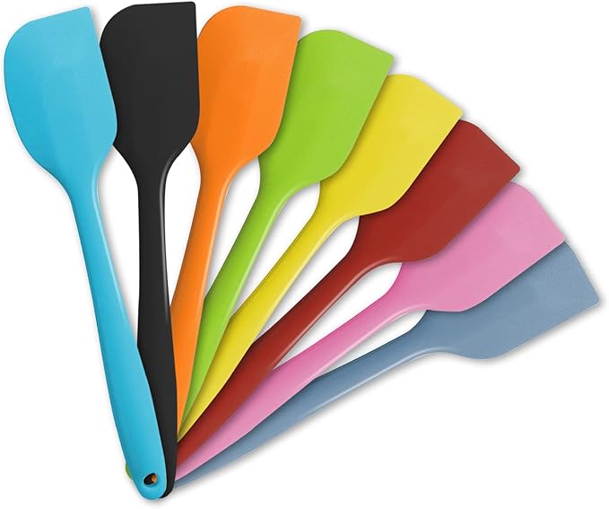 8 Piece Heat Resistant Silicone Spatula Set Non Stick Rubber Spatula Kitchen by LAPXSNZD
