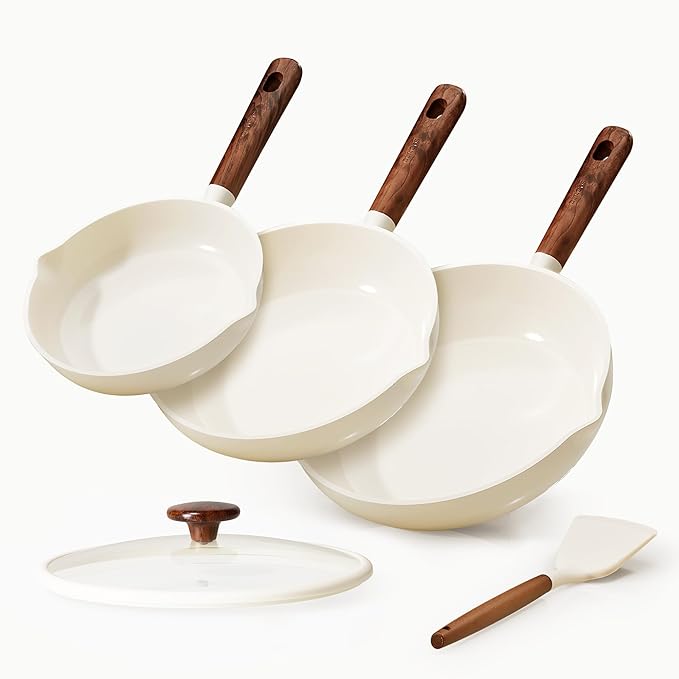 CAROTE Nonstick Frying Pans Skillets, Ceramic Coating Non-Stick Frying Pans Set by CAROTE
