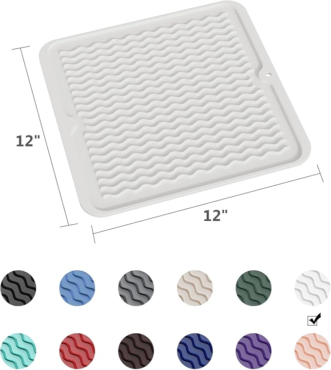 ZLR Silicone Dish Drying Mat 12" x 12" Square - Image 6