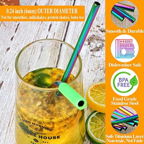 Lazycorner 16 Pcs Metal Straw Reusable 8.5" 10.5" 6mm Stainless Steel