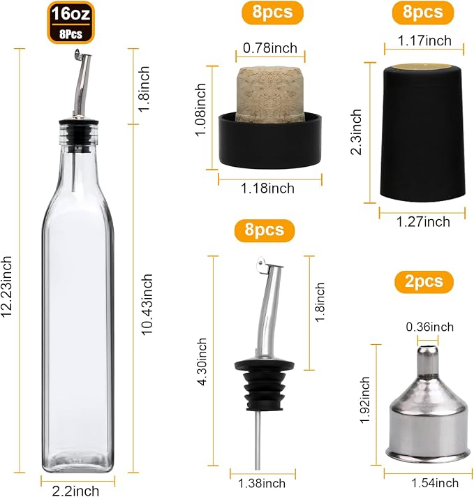 Salzesfalls 8 Pack 17oz Olive Oil Dispenser Bottle, Oil Dispenser - Image 2