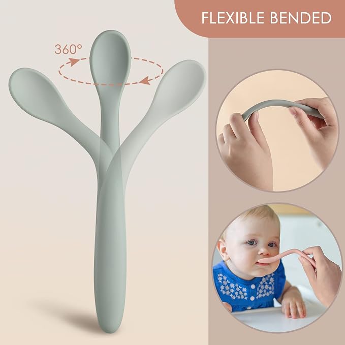 6-Piece Silicone Baby Feeding Spoons, First Stage Infant Spoons, Soft-Tip Easy - Image 4