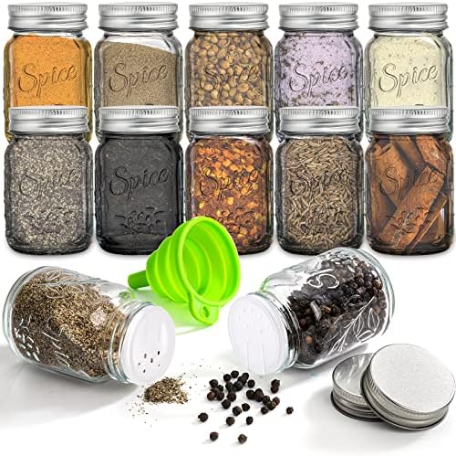 Coloch 30 Pack 4 Oz Glass Mason Spice Jar with Shaker Lids& Labels