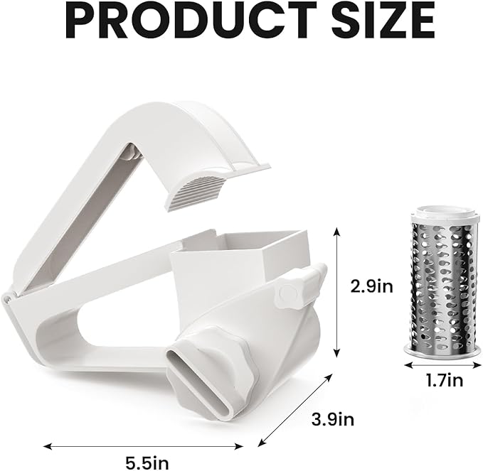 Cheese Grater with Handle, Rotary Cheese Grater, Hard Cheese & Nut Grater - Image 8