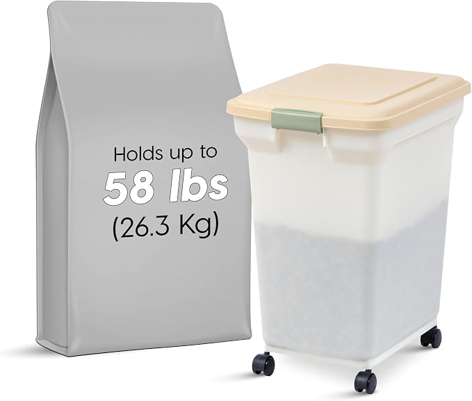 IRIS USA Dog Food Storage Container 58 lbs, Attachable Wheels, - Image 2