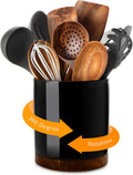 Nucookery 360°Rotating Utensil Holder, 7.2" Large Utensil Crock, Farmhouse by Nucookery