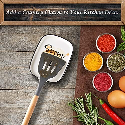 Ceramic Spoon Rest for Stove Top, Large Spoon Holder for Kitchen