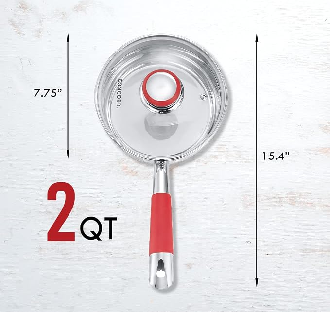 Concord 2 Quart Stainless Steel Saucepan - Image 3