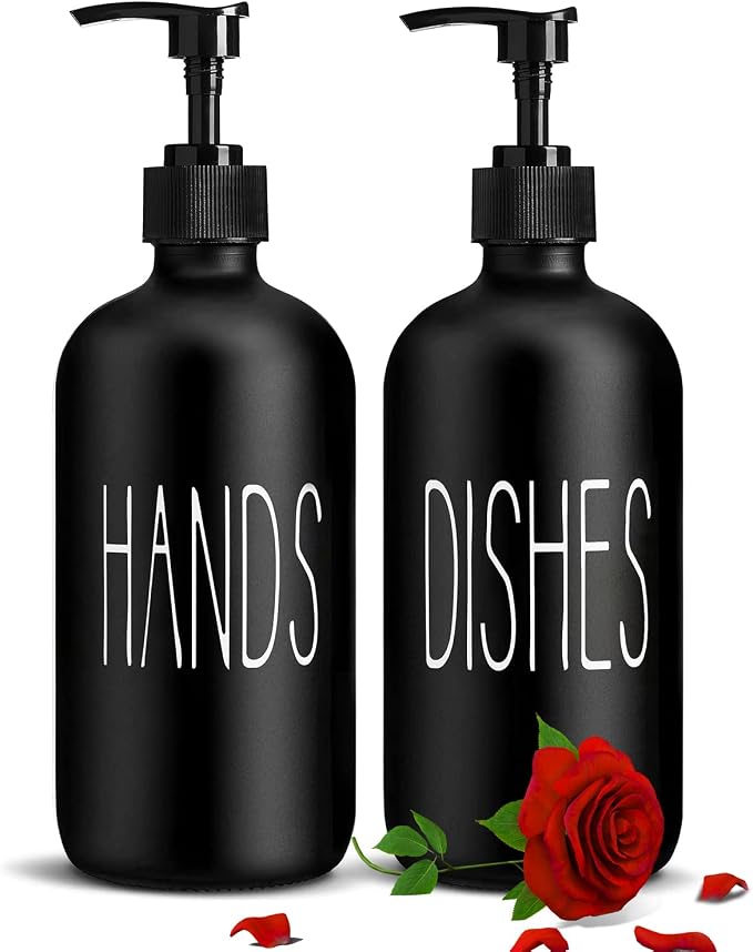 COHOSEGE Glass Soap Dispenser Set 2 Pack, Contains Hand and Dish Soap - Image 8