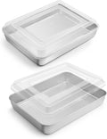 E-far Small Baking Pan with Lid, 9.4”x 7” x 2” Stainless Steel Rectangle Sheet by E-far