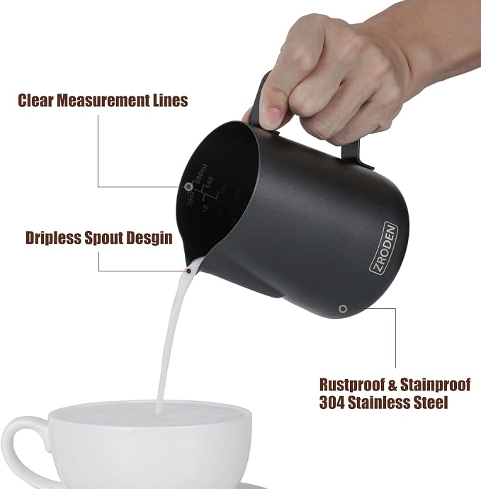 Milk Frothing Pitcher, 20oz Espresso Steaming Pitchers Stainless Steel - Image 3