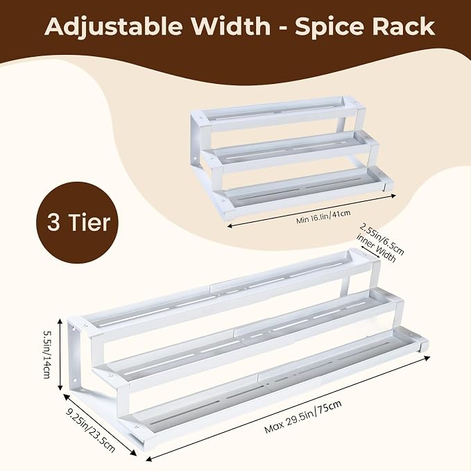 3-Tier Spice Rack Organizer for Kitchen Cabinet or Pantry, Seasoning Organizer - Image 2