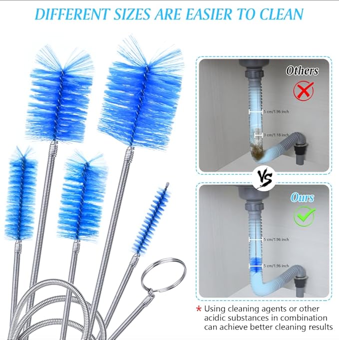 Flexible Long Drain Brush Set, Premium 3 Piece Kit - Image 4