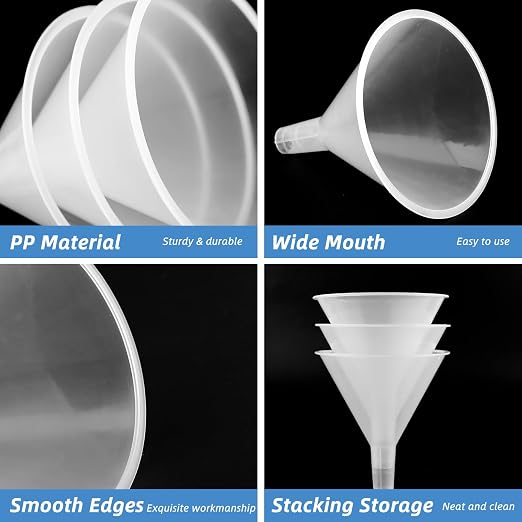 6 Pcs 4.7 Inch Wide Mouth Plastic Funnels, Easy and Smooth Content Transfer - Image 3
