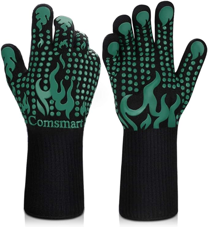 Comsmart BBQ Gloves, 1472 Degree F Heat Resistant Grilling Gloves Silicone by Comsmart