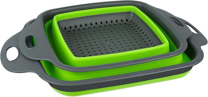AUAUY 2 PCS Collapsible Colander Set, Square Silicone Folding Colander - Image 9