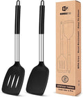 Pack of 2 Silicone Solid Turner, Non Stick Slotted Kitchen Spatulas, High Heat by BUNDLEPRO
