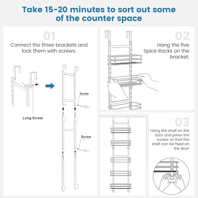 5-Tier Over the Door Pantry Organizer, Cabinet Door Organizer, Kitchen Pantry - Image 6