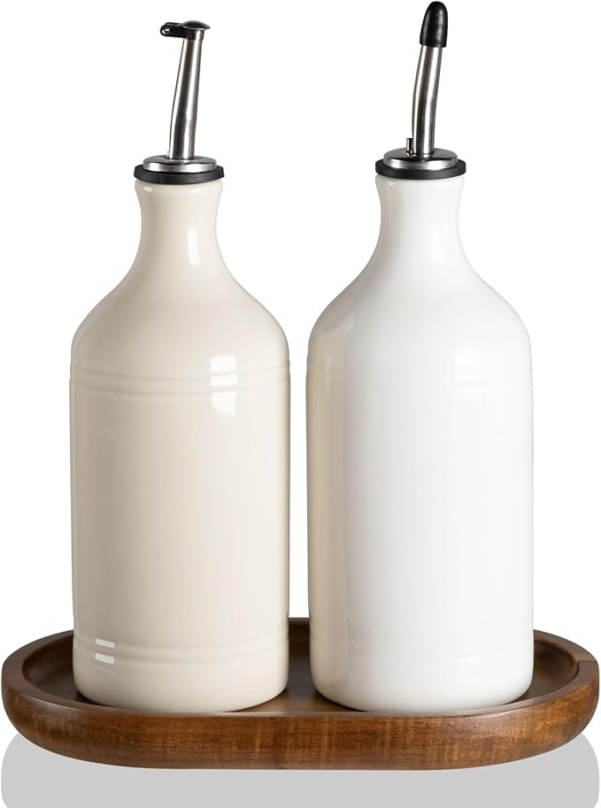 Sweejar Ceramic Olive Oil Dispenser Bottle Set, Opaque Oil Cruet Protects to by Sweejarco1949