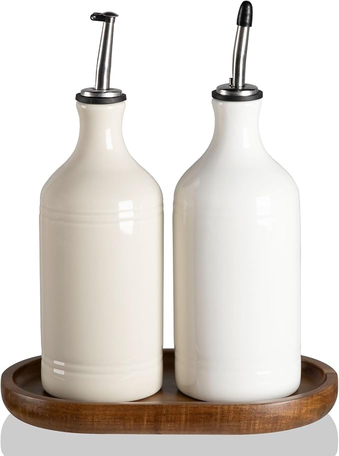 Sweejar Ceramic Olive Oil Dispenser Bottle Set, Opaque Oil Cruet Protects to by Sweejarco1949