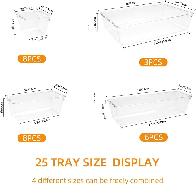Clear Acrylic Drawer Organizers Set Storage - Image 2