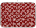 OTVEE Snowflakes’ Red Canvas Dish Drying Mat for Kitchen Counter