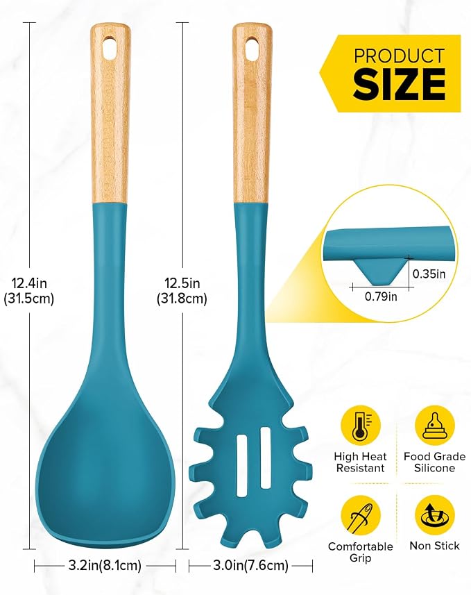 Silicone Soup Ladle and Spaghetti Spoon Set - Image 3