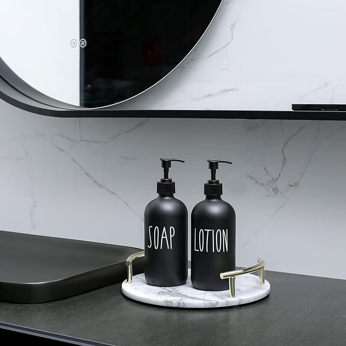 MOMEEMO Matte Black Soap Dispenser Bathroom Set, Contains Lotion and Hand Soap - Image 3