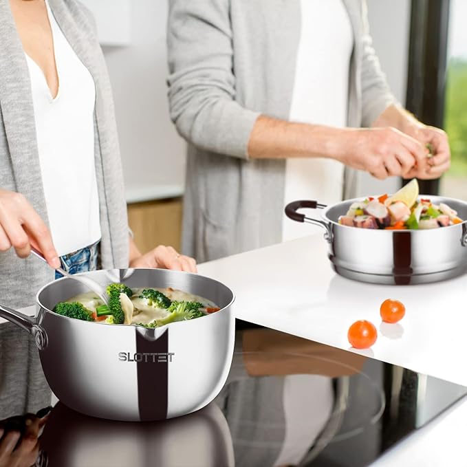 SLOTTET Tri-Ply Full Body Stainless Steel Sauce Pan - Image 7