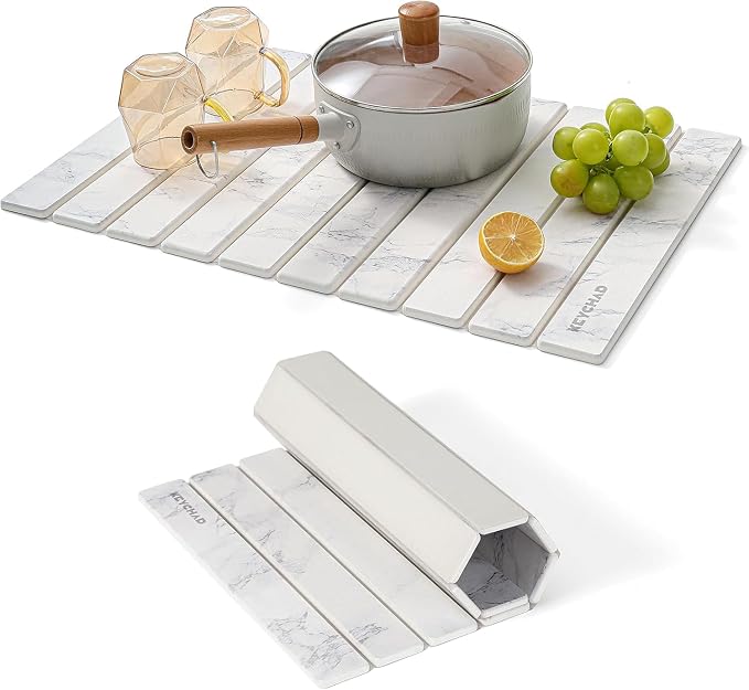 KEYCHAD Large Stone Drying Mat for Kitchen Counter by KEYCHAD