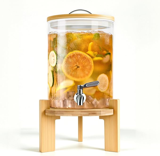 Beverage Dispenser 2.1 Gallon, Glass Drink Dispenser by Unknown