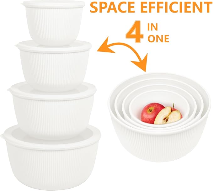 BoxedHome Mixing Bowls with Lids Set, 4 Packs BPA-Free Plastic Prep Bowls - Image 3