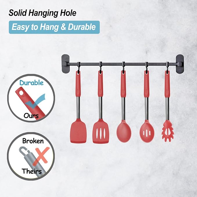 Silicone Spatula and Cooking Spoon, 5 Pack Non-Stick Cooking Utensils - Image 6