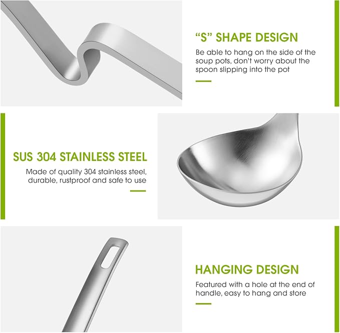 Patelai Hot Pot Slotted Ladle Set Stainless Steel Soup Ladle Strainer Scoops - Image 3