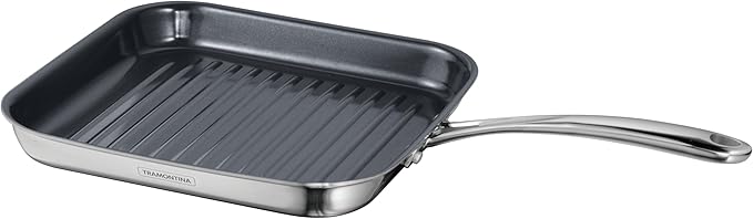 Tramontina Utsava Tri-Ply Clad Stainless Steel 10-Inch Square Grill Pan by Tramontina