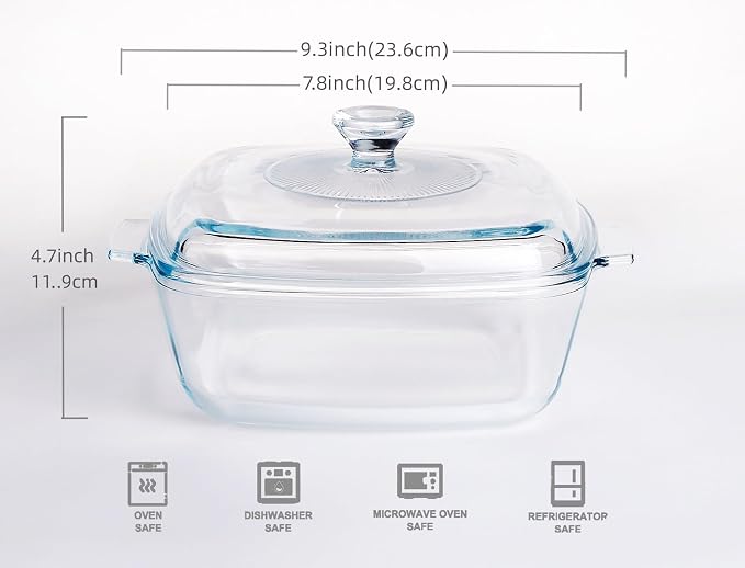 Clear Square Glass Casserole - Image 2
