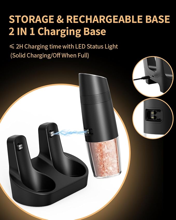 CIRCLE JOY Gravity Electric Salt and Pepper Grinder Set Automatic Shakers - Image 7