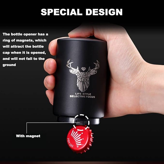 Father's Day Gift for Dad, YUDANSI Push Down Bottle Opener, Automatic Beer - Image 2