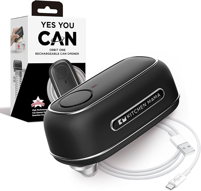 Kitchen Mama Orbit One Rechargeable Electric Can Opener: Hands-free, USB-C by KitchenMama