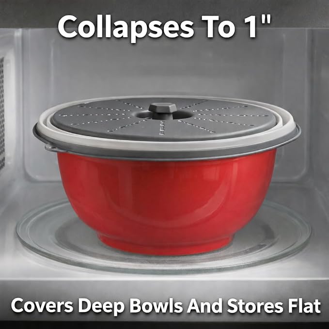 HIC Kitchen Collapsible Microwave Food Cover, BPA Free, Contains Splatter and - Image 3