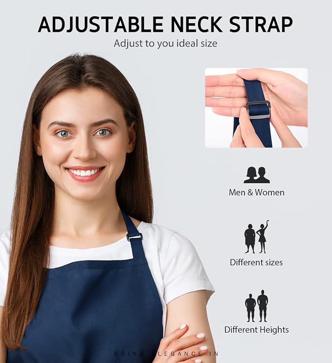 Syntus 12 Pack Bib Apron, Unisex Aprons Adjustable Waterdrop Resistant - Image 5