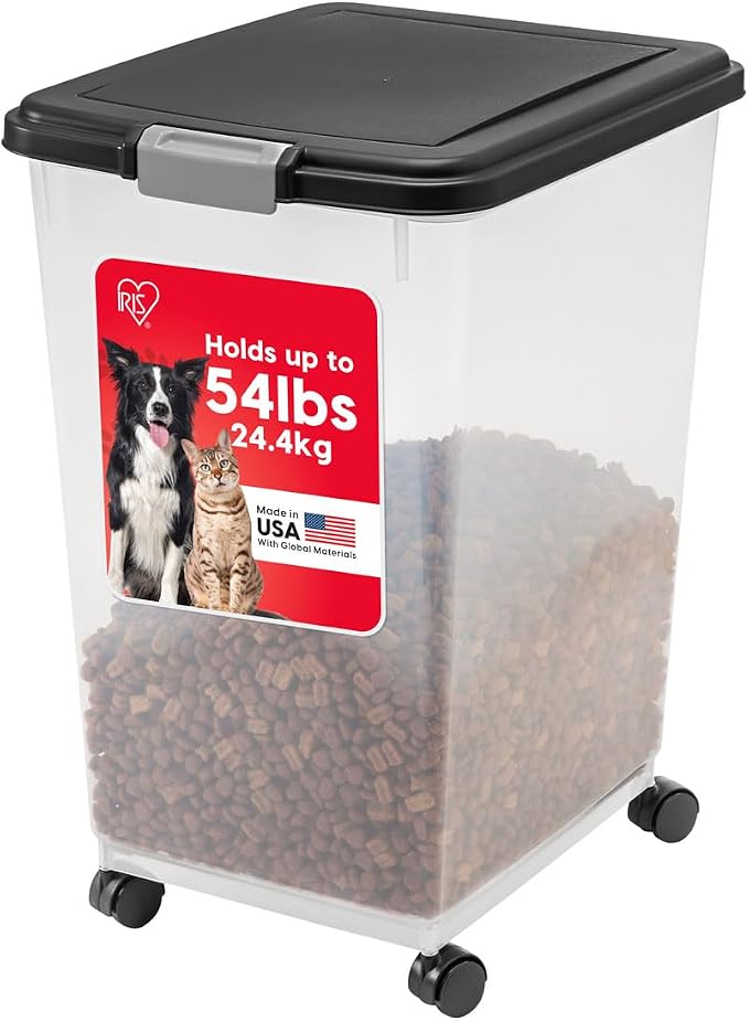 IRIS USA Airtight Dog Food Storage Container, Attachable Wheels, by IRISUSA