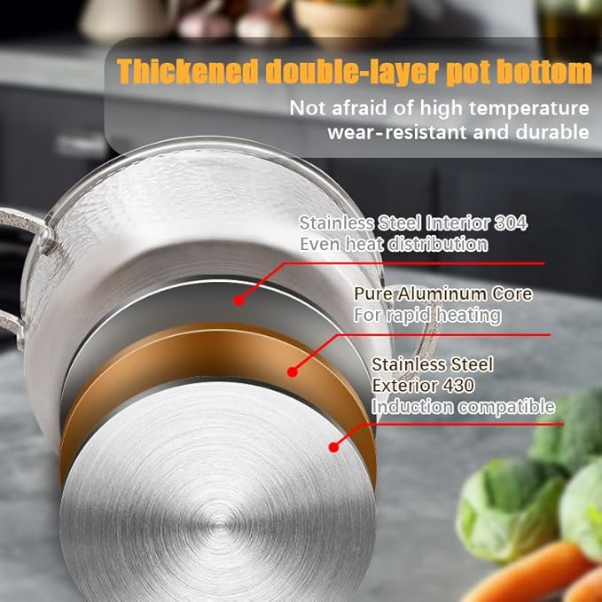 Vivicreate Tri-Ply Stainless Steel Stockpot Deep Cooking Pot - Image 2